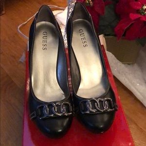 Black leather heels